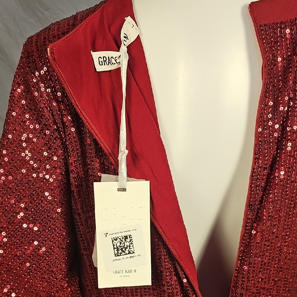 Grace Karin Red Sequin Dress - Picture 9 of 9
